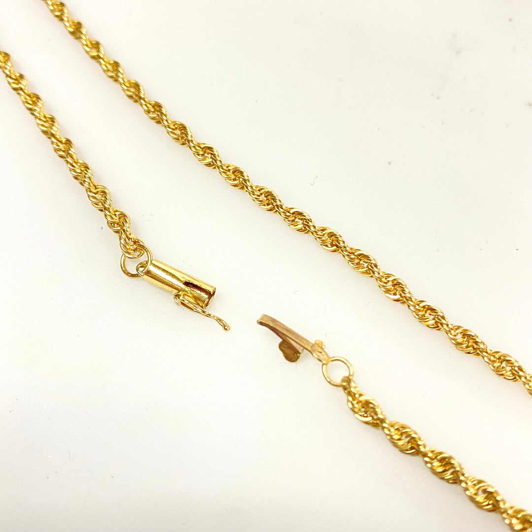 v134 Vintage 14K Yellow Gold Thick Rope Chain Necklace 21" Long