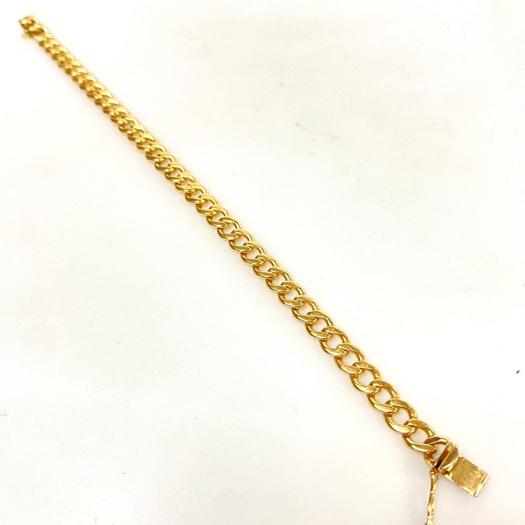 v135 Vintage 14K Yellow Gold Curb Link Style Chain Bracelet 8.5" long