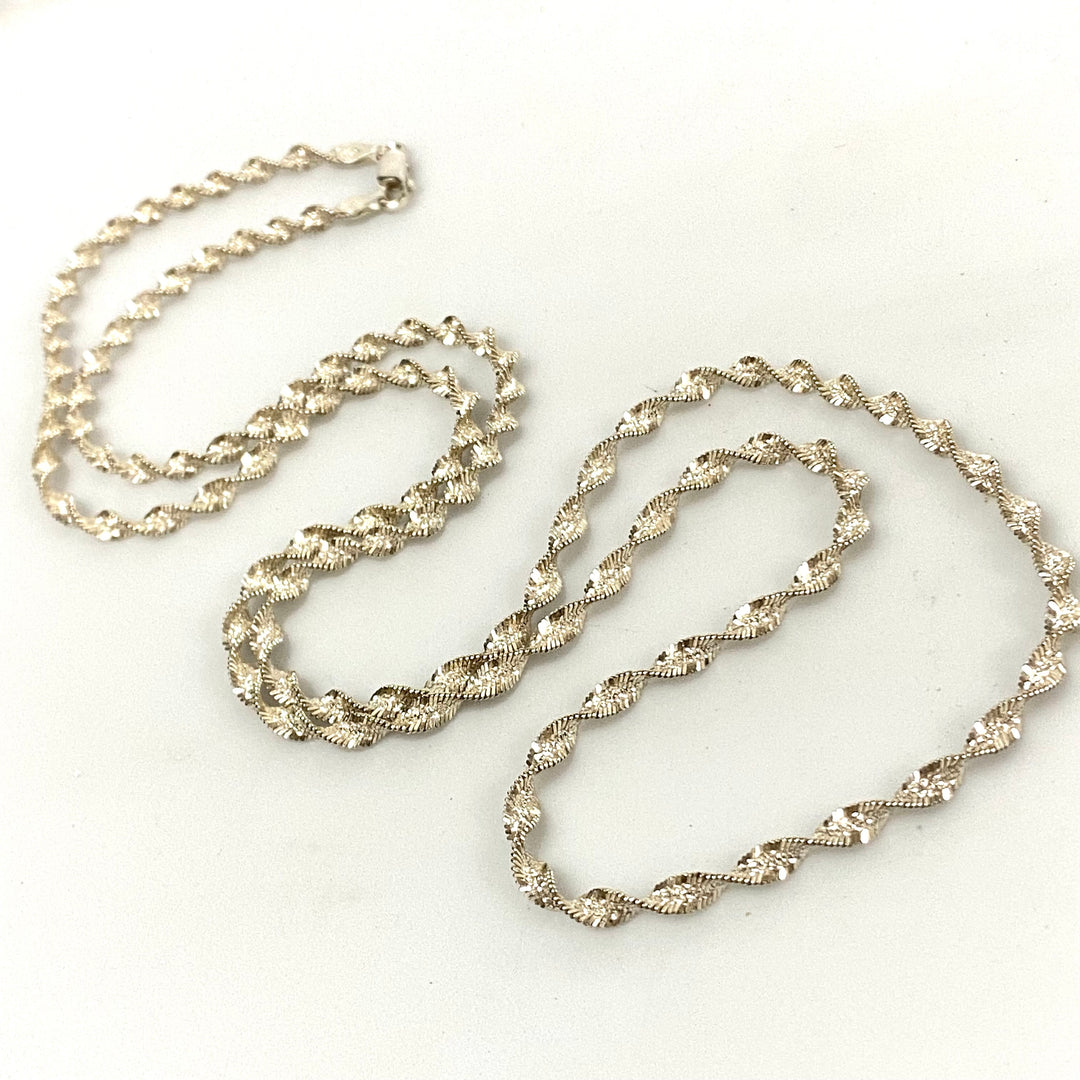 v137 Vintage Sterling Silver 925 Twist Link Chain Necklace 30” Bracelet 7" 2pc