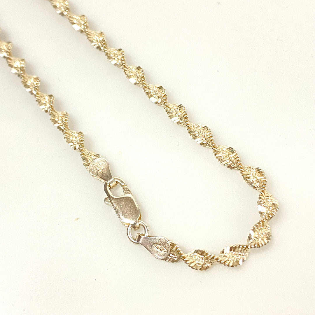 v137 Vintage Sterling Silver 925 Twist Link Chain Necklace 30” Bracelet 7" 2pc