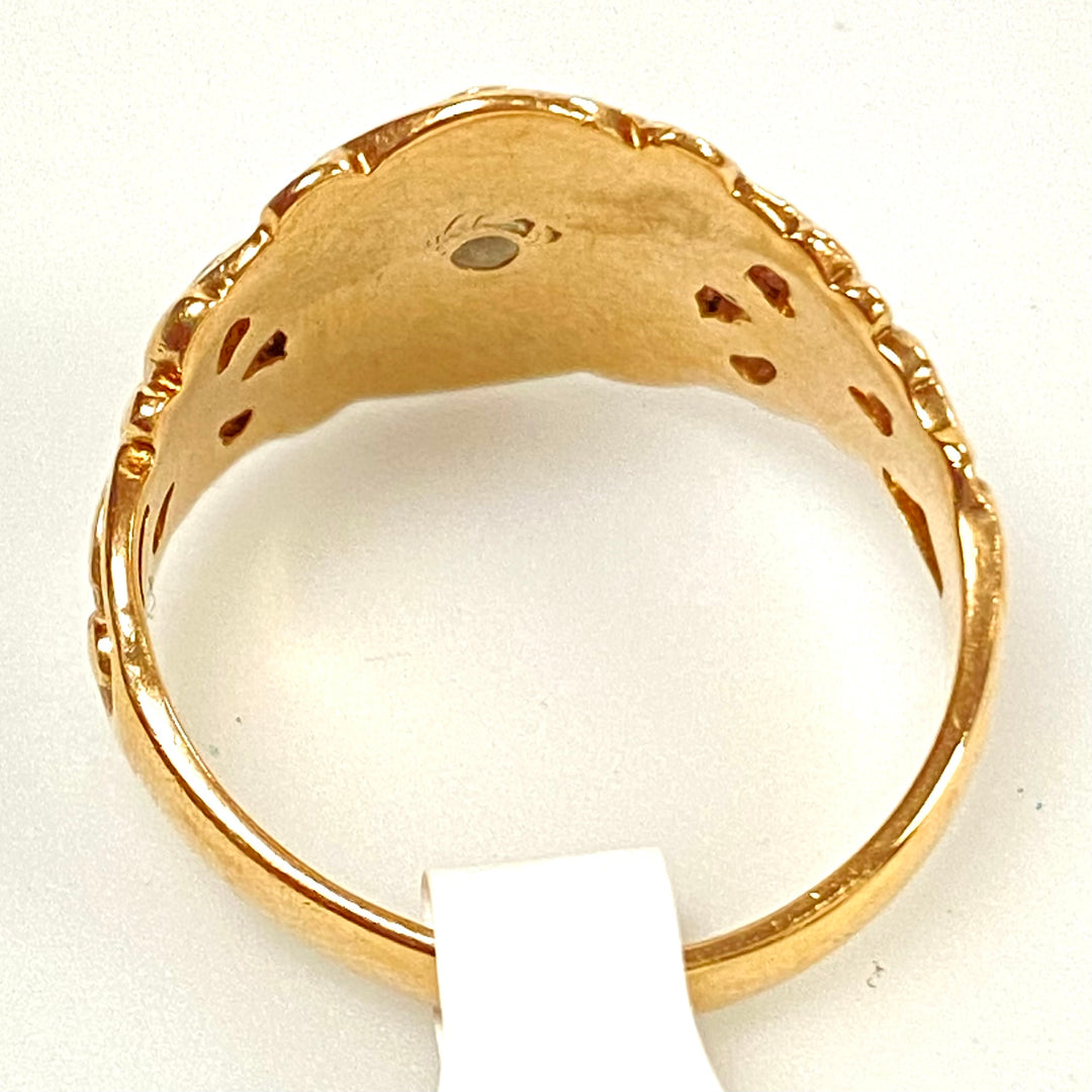 v141 Vintage 10K Yellow Gold Masonic Style Band Ring Size 6.5