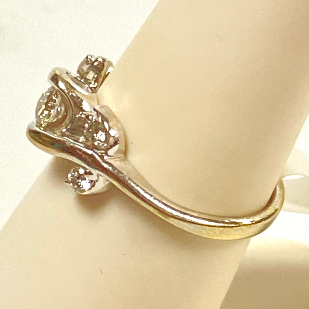 v145 Vintage Classic 14K White Gold 1/3cts White Diamond Flower Ring Sz 6.75