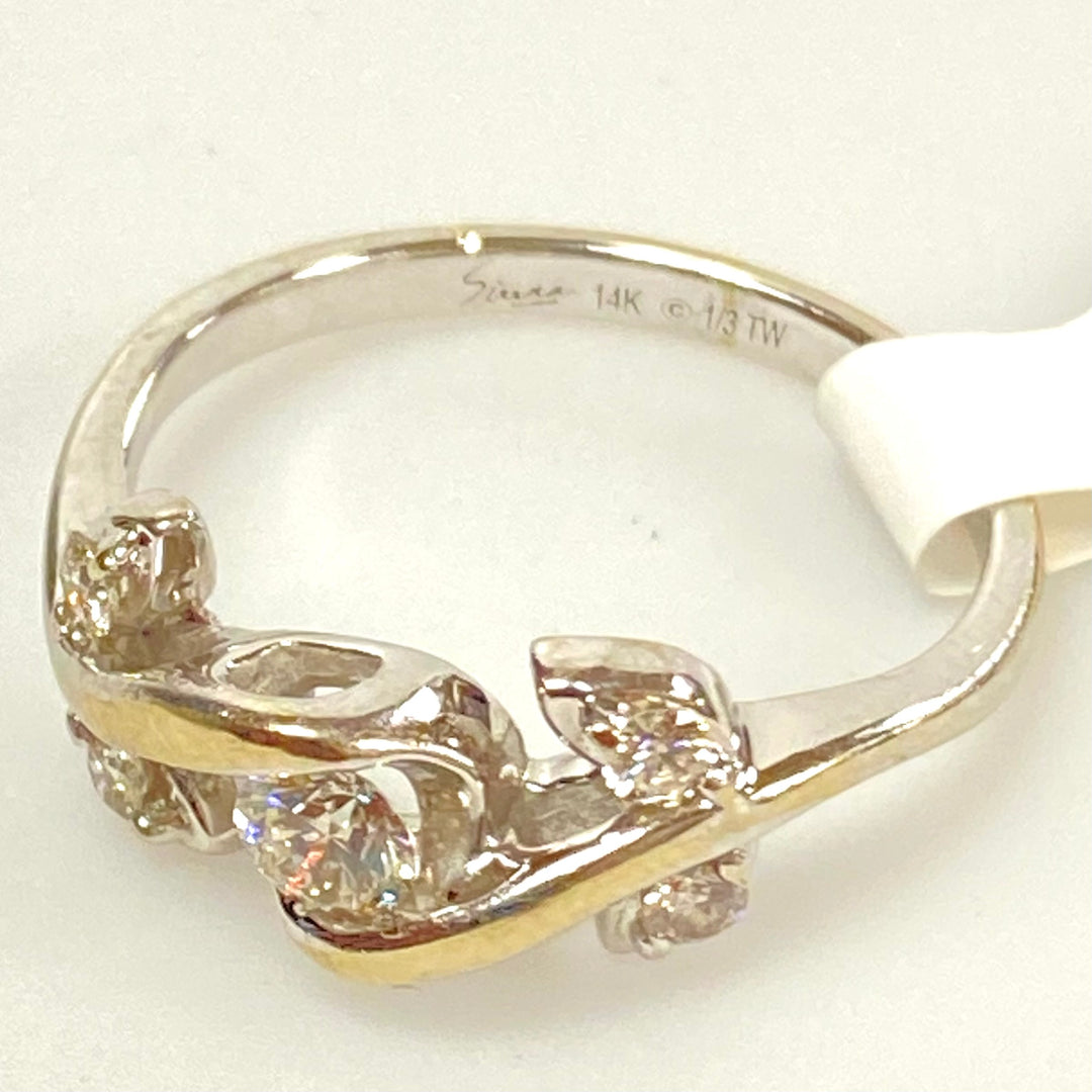 v145 Vintage Classic 14K White Gold 1/3cts White Diamond Flower Ring Sz 6.75