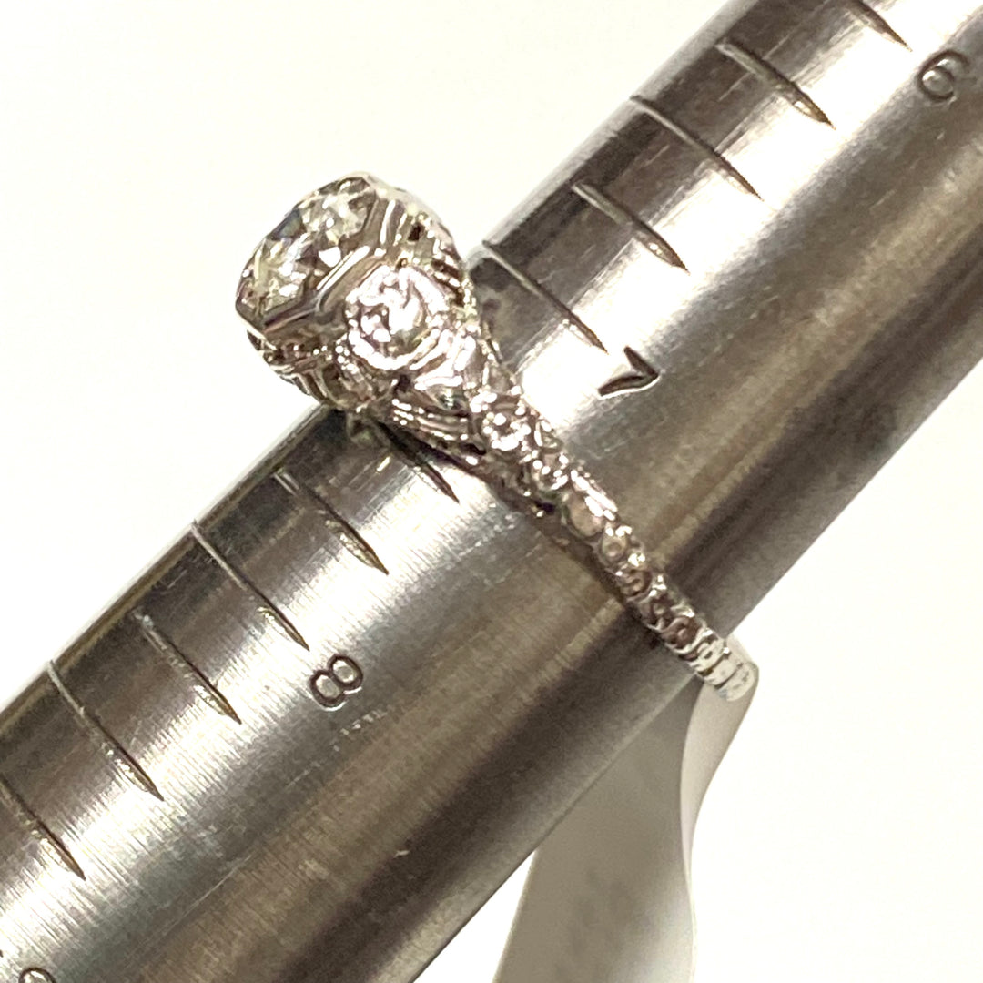 v146 Vintage Classic 14K White Gold 1/2cts White Diamond Engagement Ring Sz 7.25