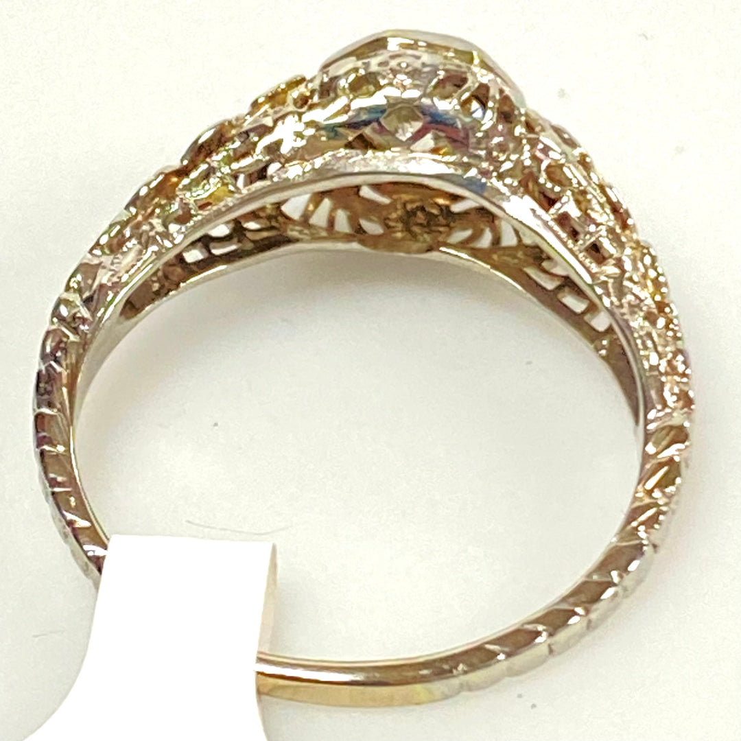 v146 Vintage Classic 14K White Gold 1/2cts White Diamond Engagement Ring Sz 7.25