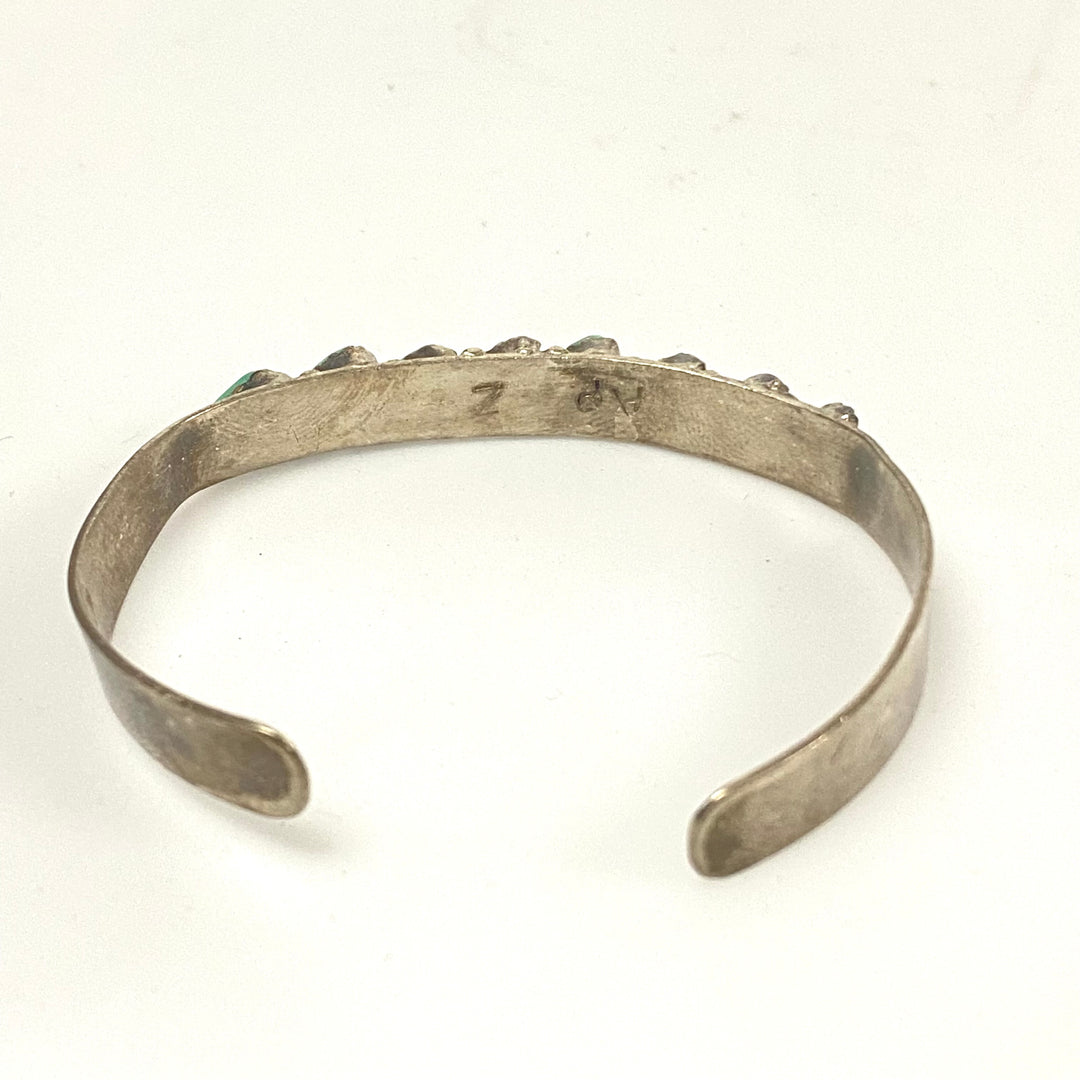 v151 Vintage Sterling Silver Turquoise Open Cuff Style Bracelet Child Size