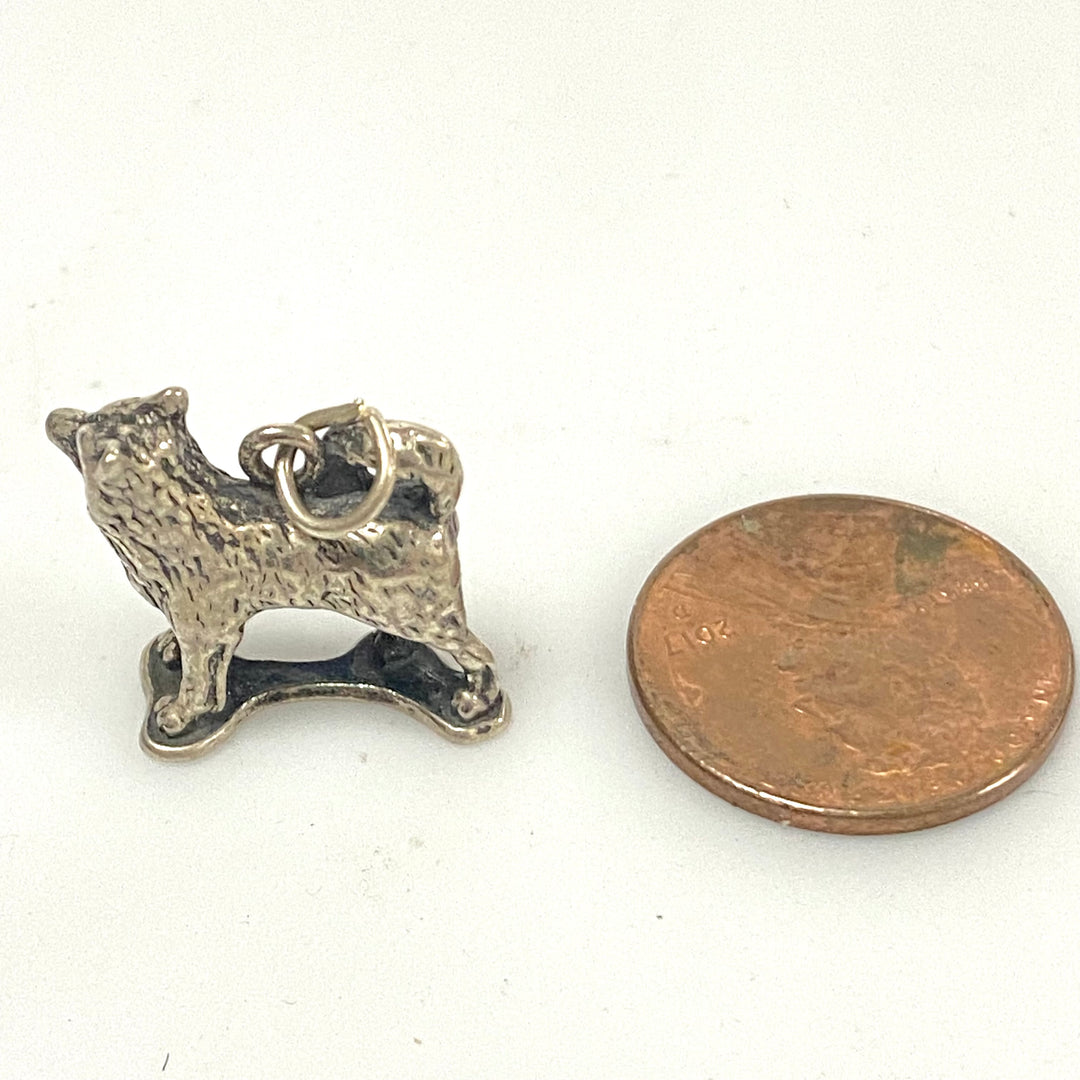 v153 Vintage Sterling Silver Standing Wolf Pendant Charm