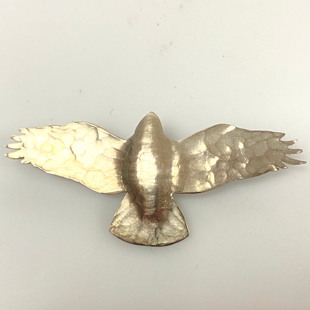 v157 Vintage Eagle Hammerwork Sterling Silver Pin Brooch