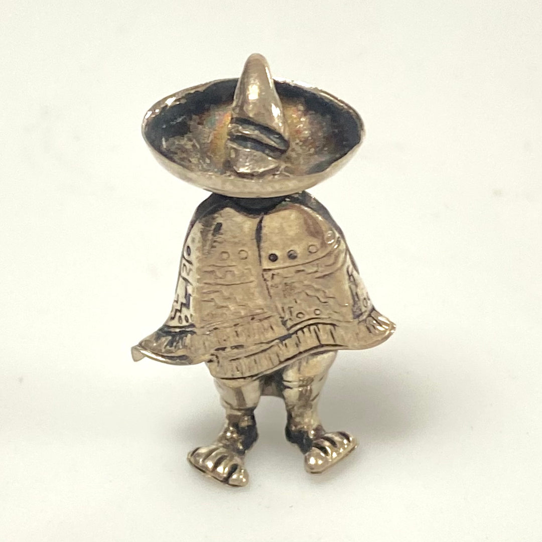 v163 Vintage Sterling Silver 925 Mexican Sombrero Man Brooch Pin