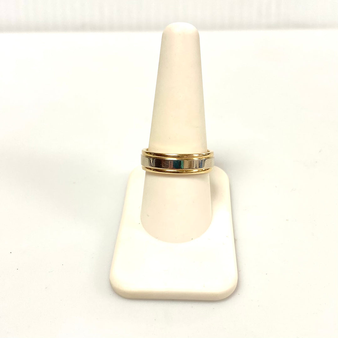 v167 Vintage 14K White Yellow Gold 6mm Classic Style Wedding Band Ring Size 9