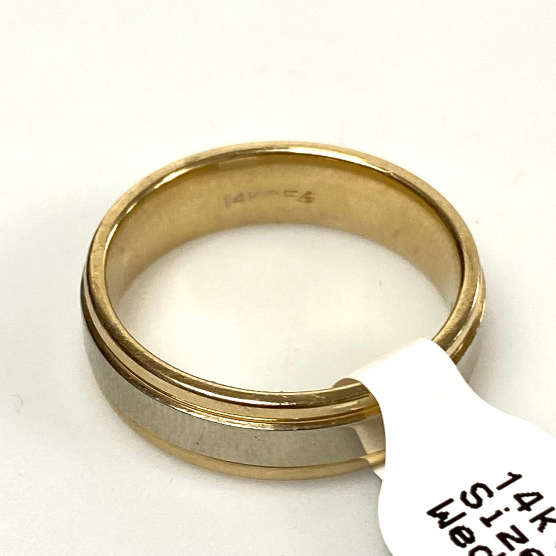 v167 Vintage 14K White Yellow Gold 6mm Classic Style Wedding Band Ring Size 9