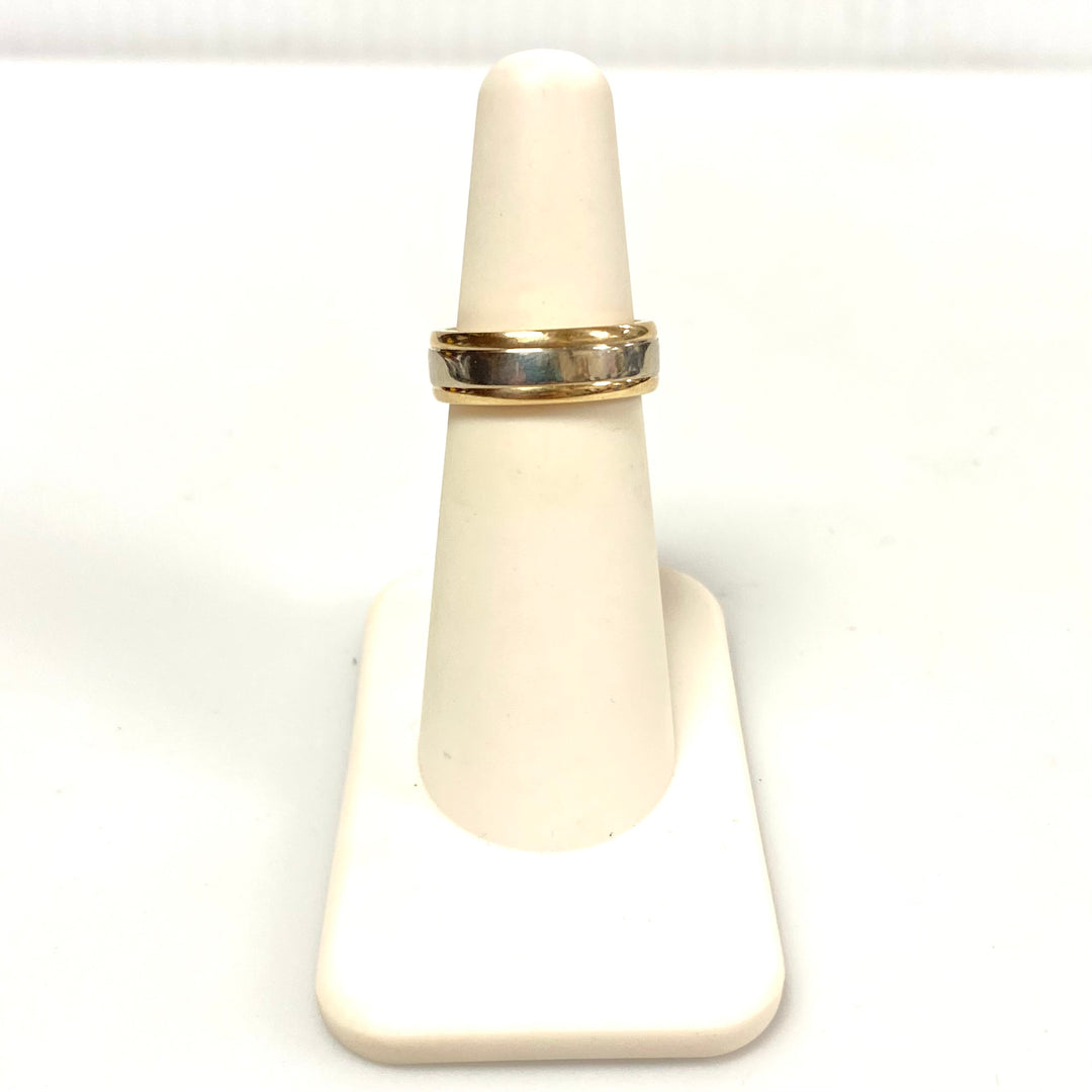 v168 Vintage 14K White Yellow Gold 5.5mm Classic Style Wedding Band Ring Size 5