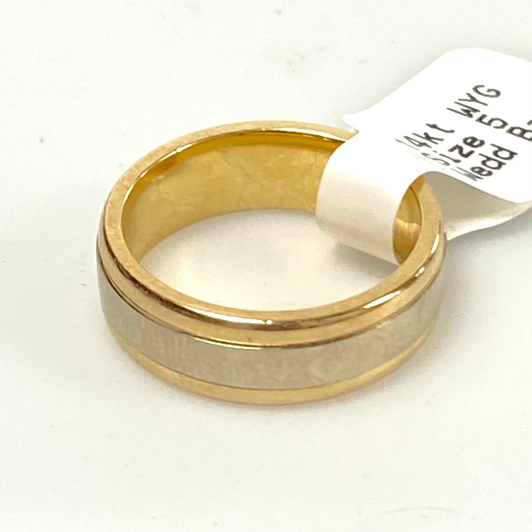 v168 Vintage 14K White Yellow Gold 5.5mm Classic Style Wedding Band Ring Size 5