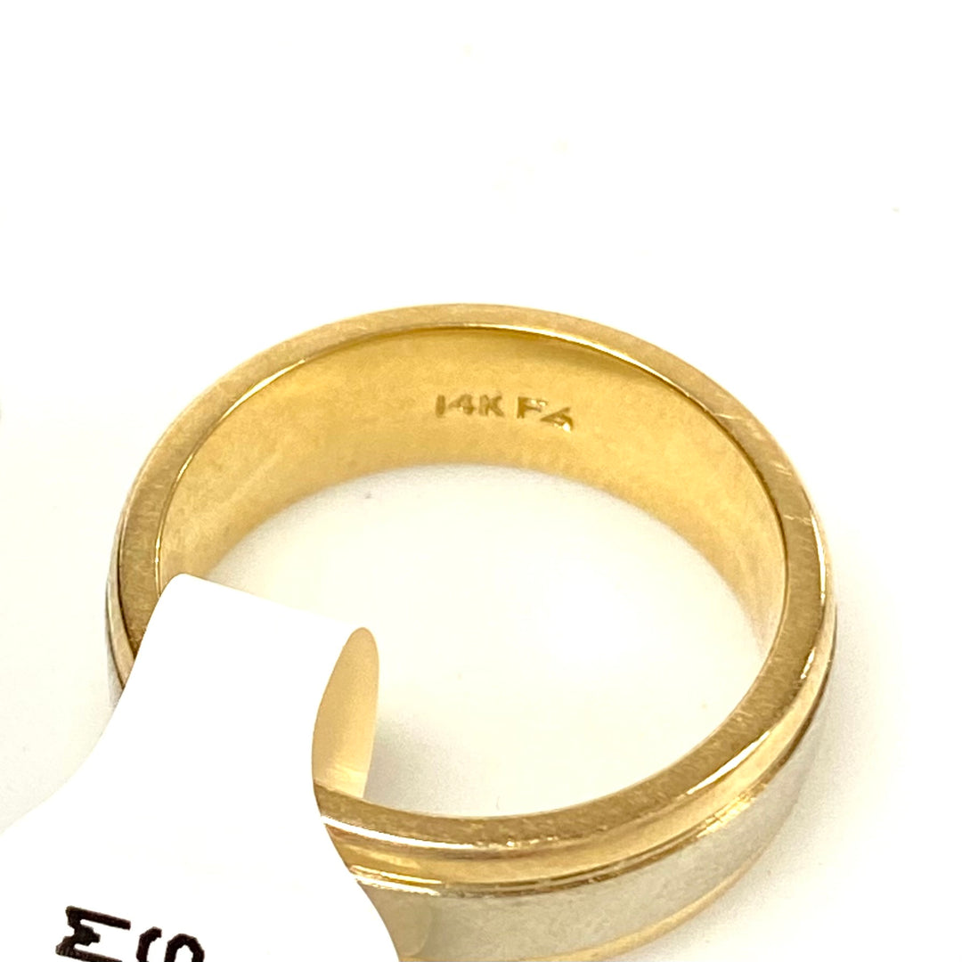 v168 Vintage 14K White Yellow Gold 5.5mm Classic Style Wedding Band Ring Size 5