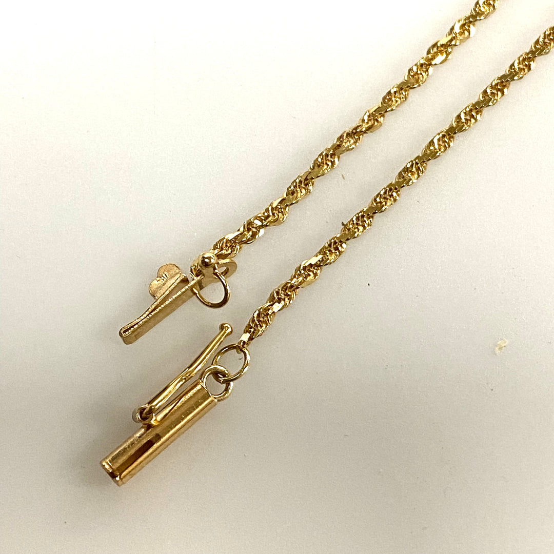 v175 Vintage 14K Yellow Gold Rope Style Chain Necklace 17 3/4"