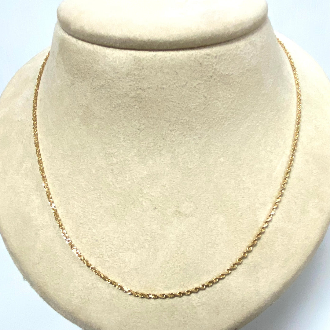 v175 Vintage 14K Yellow Gold Rope Style Chain Necklace 17 3/4"