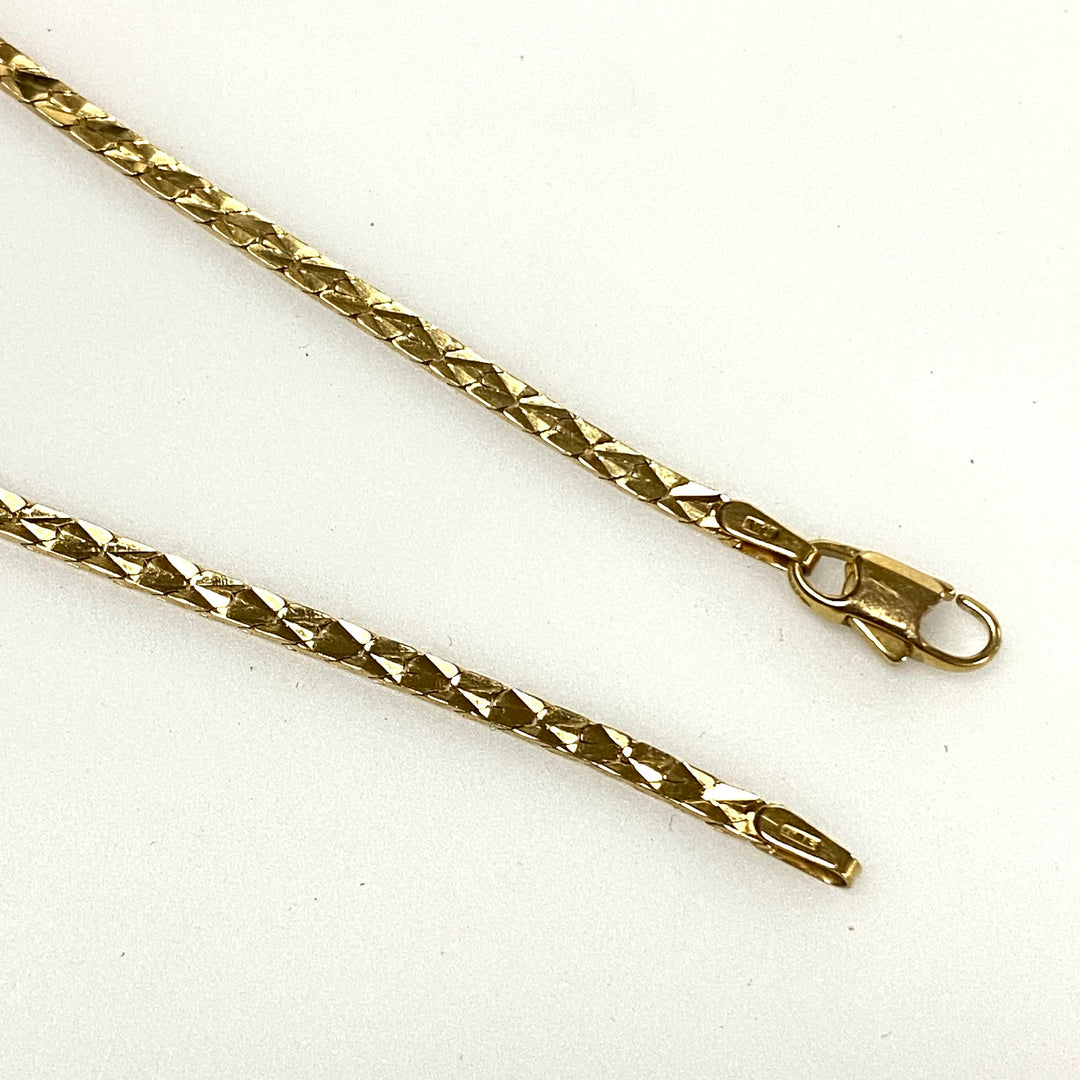 v178 Vintage 14K Yellow Gold Flat Cobra Style Chain Bracelet 8" long
