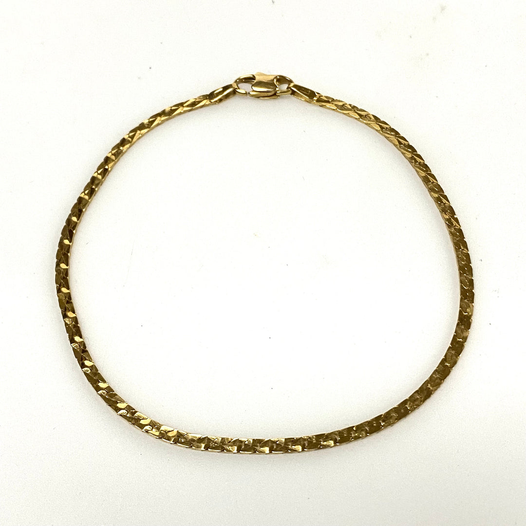 v178 Vintage 14K Yellow Gold Flat Cobra Style Chain Bracelet 8" long