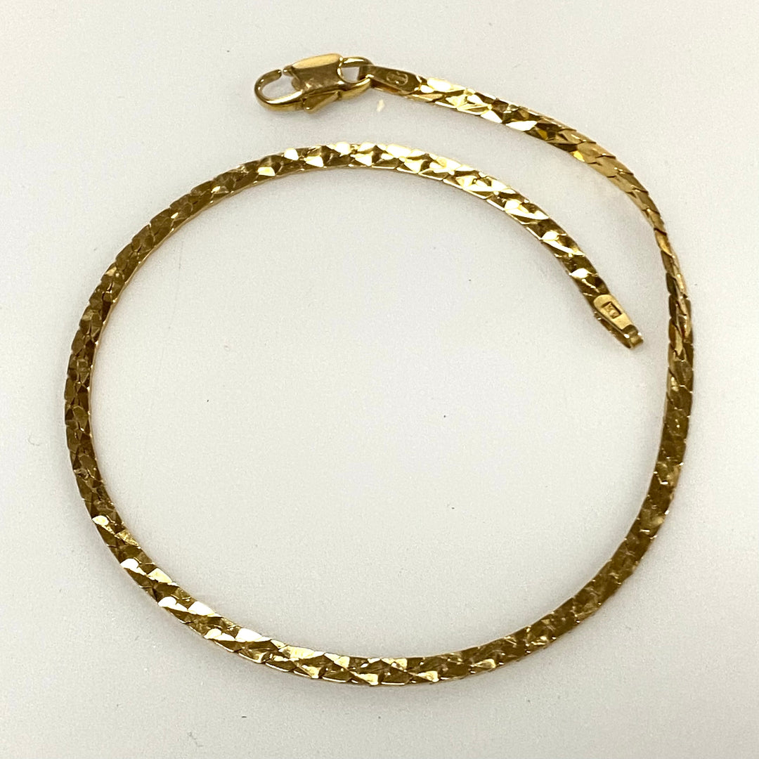 v178 Vintage 14K Yellow Gold Flat Cobra Style Chain Bracelet 8" long