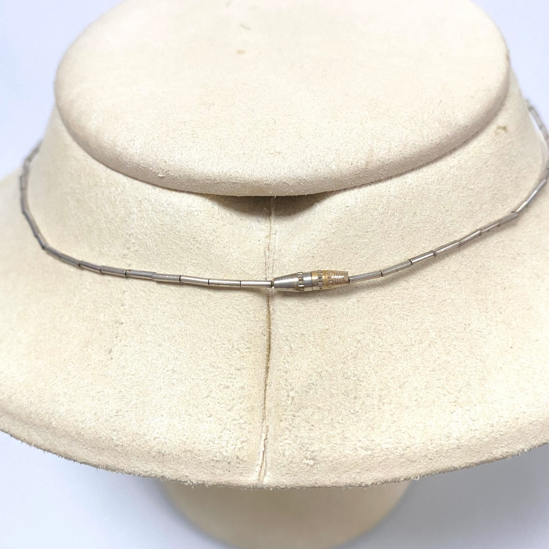 v179 Vintage Turquoise Sterling Silver Hand Made Navajo Art Pendant Necklace