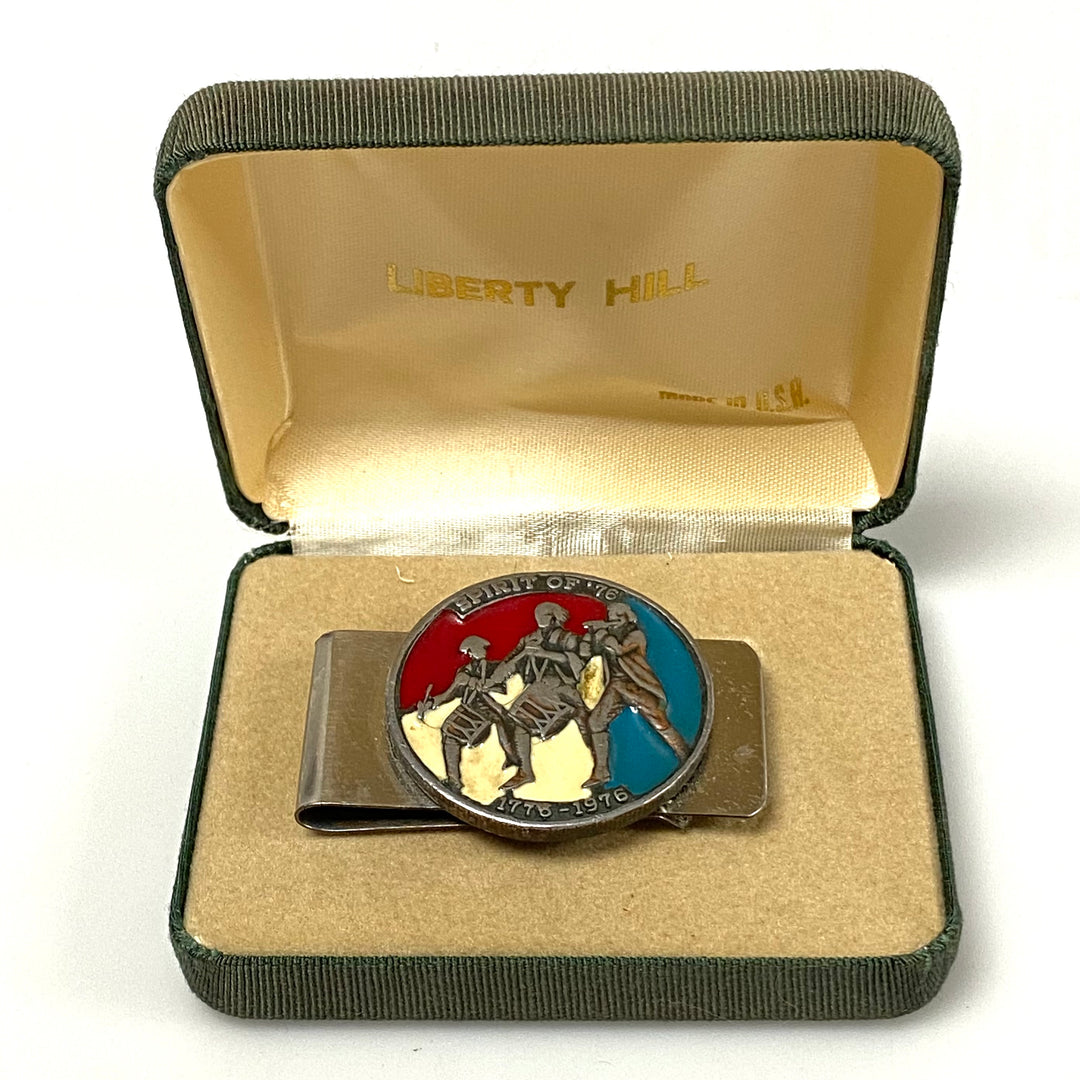 v183 Vintage Spirit of '76 Coin Money Clip Cash Holder with Display Storage Box