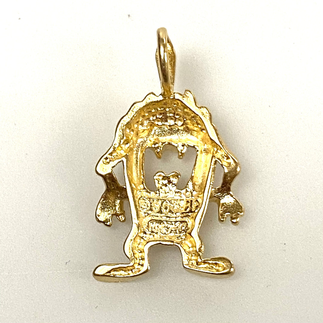 v186 Vintage Tasmanian Devil Charm Pendant Looney Tunes 14k Yellow Gold Charm