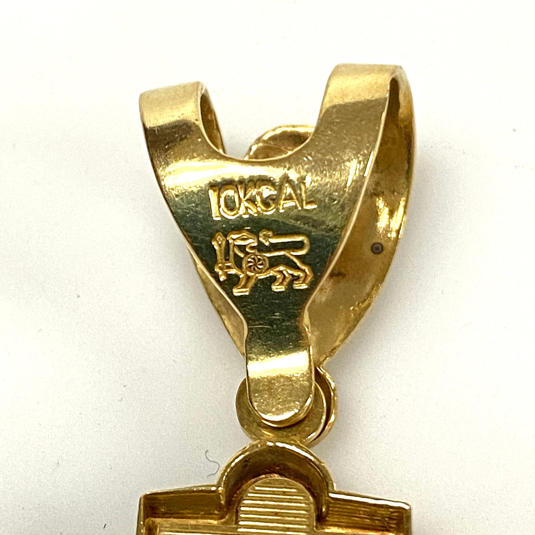 v187 Vintage 10k Yellow Gold Cubic Zirconia Massive Cross Pendant Religious