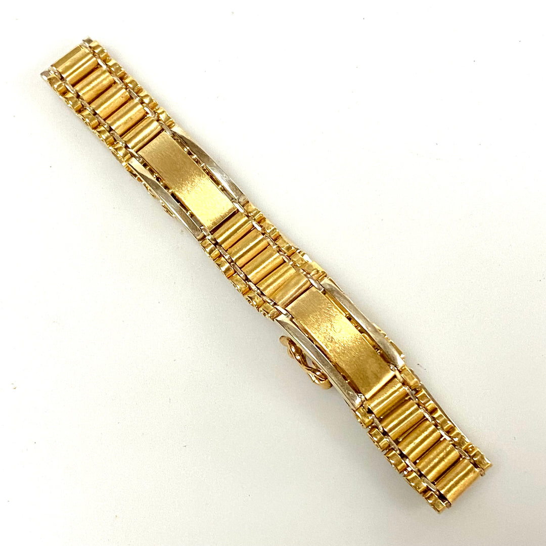 v188 Vintage 10K Yellow Gold Thick 10mm Wide Link Tennis Unisex Bracelet 8" long