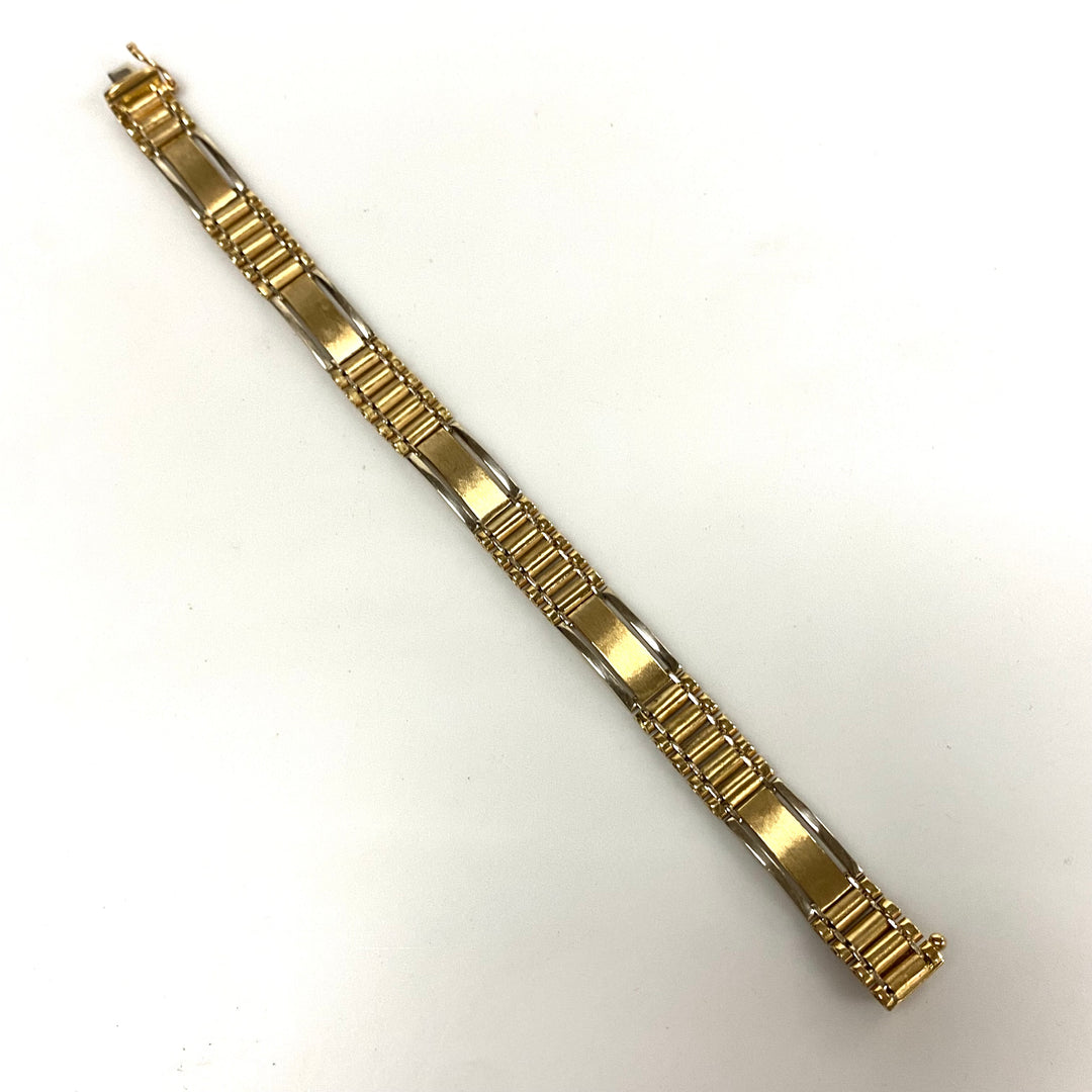 v188 Vintage 10K Yellow Gold Thick 10mm Wide Link Tennis Unisex Bracelet 8" long