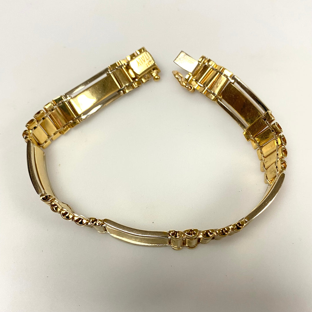 v188 Vintage 10K Yellow Gold Thick 10mm Wide Link Tennis Unisex Bracelet 8" long