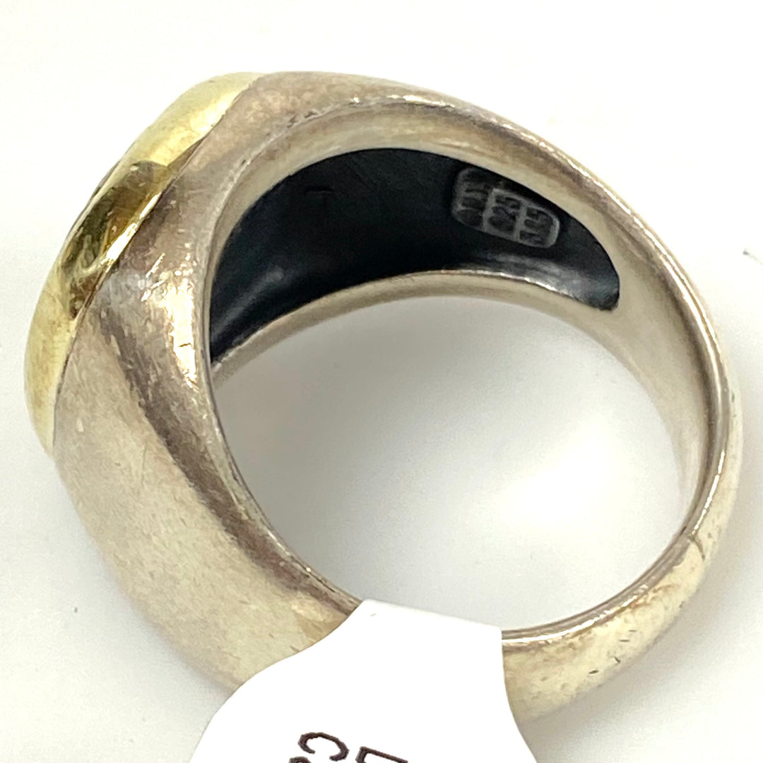 v189 Vintage David Yurman 925 Sterling Silver & 14K Yellow Gold Ring Sz 10 Wavy Cable