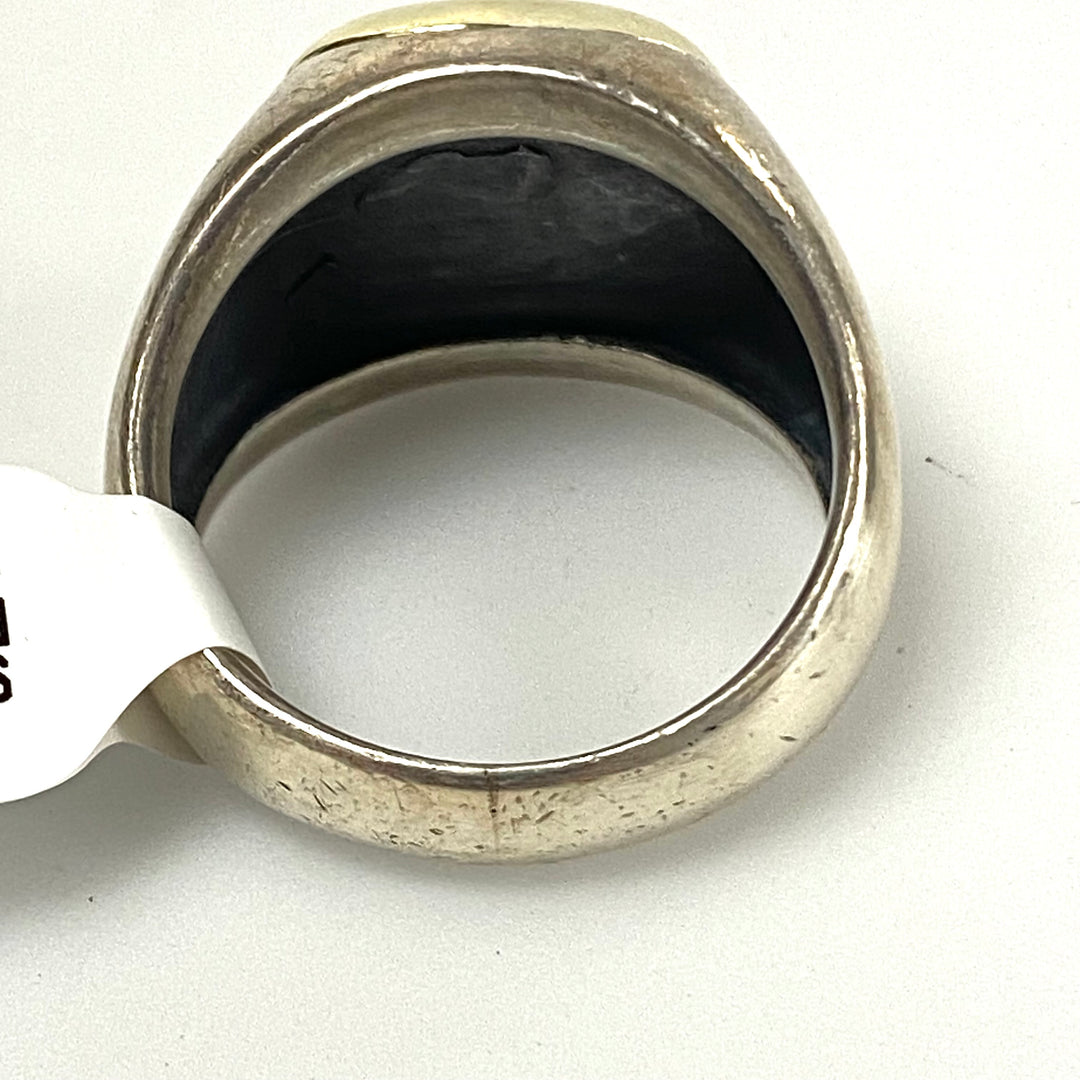 v189 Vintage David Yurman 925 Sterling Silver & 14K Yellow Gold Ring Sz 10 Wavy Cable