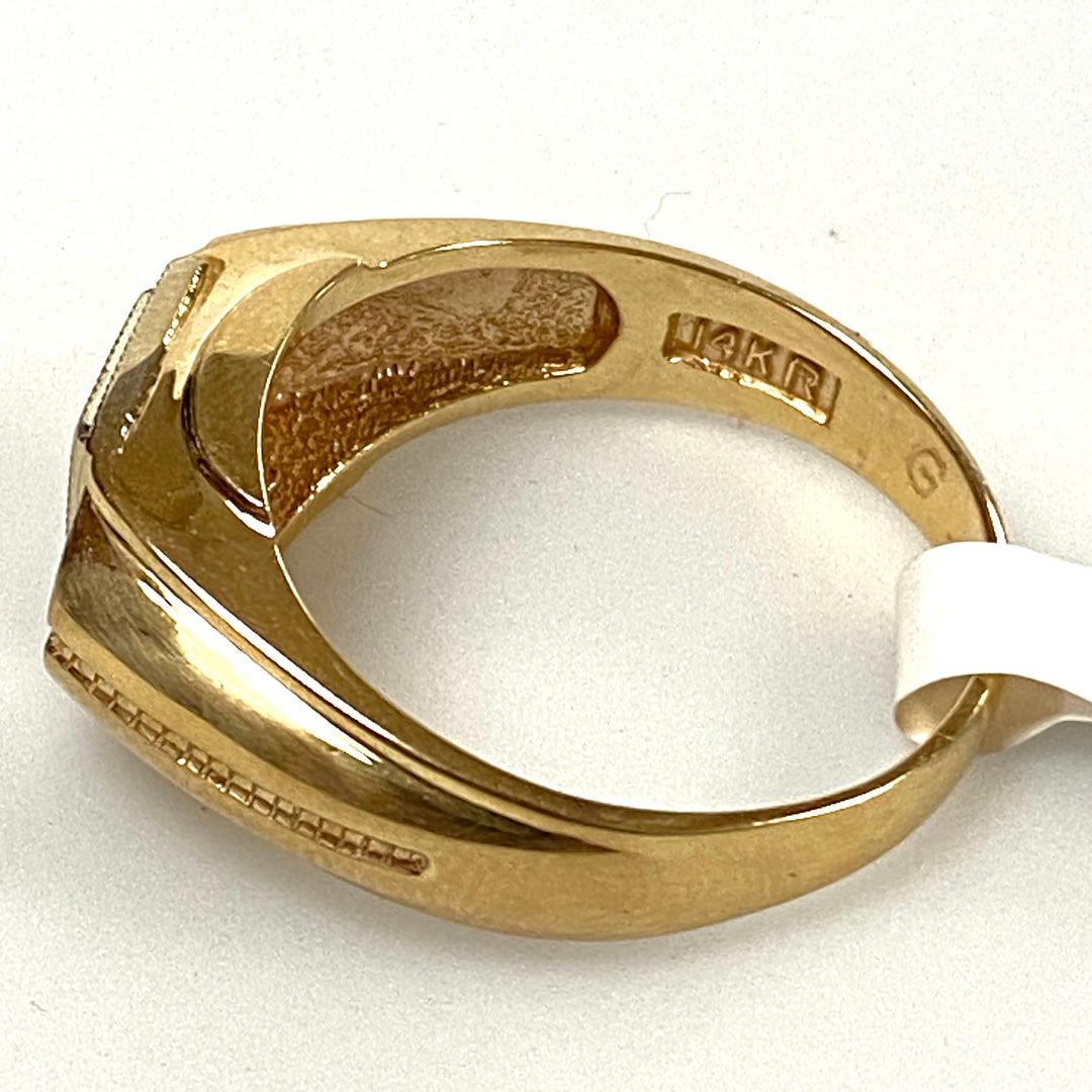v191 Vintage 14K Yellow Gold .30cts Diamond Stone Men's Ring Size 11