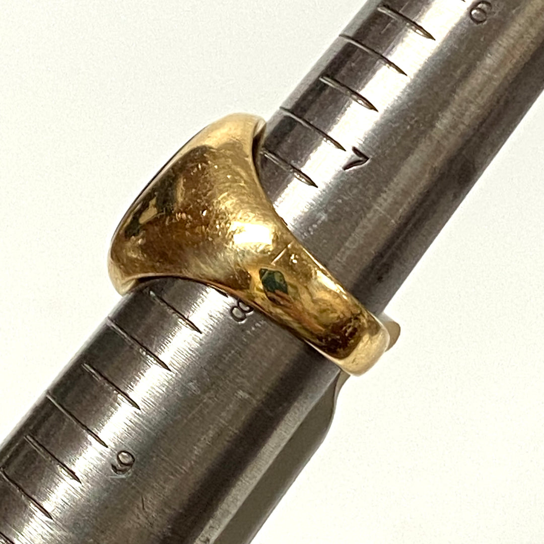 v192 Vintage 14K Yellow Gold Black Oval Onyx Stone Unisex Ring Size 8