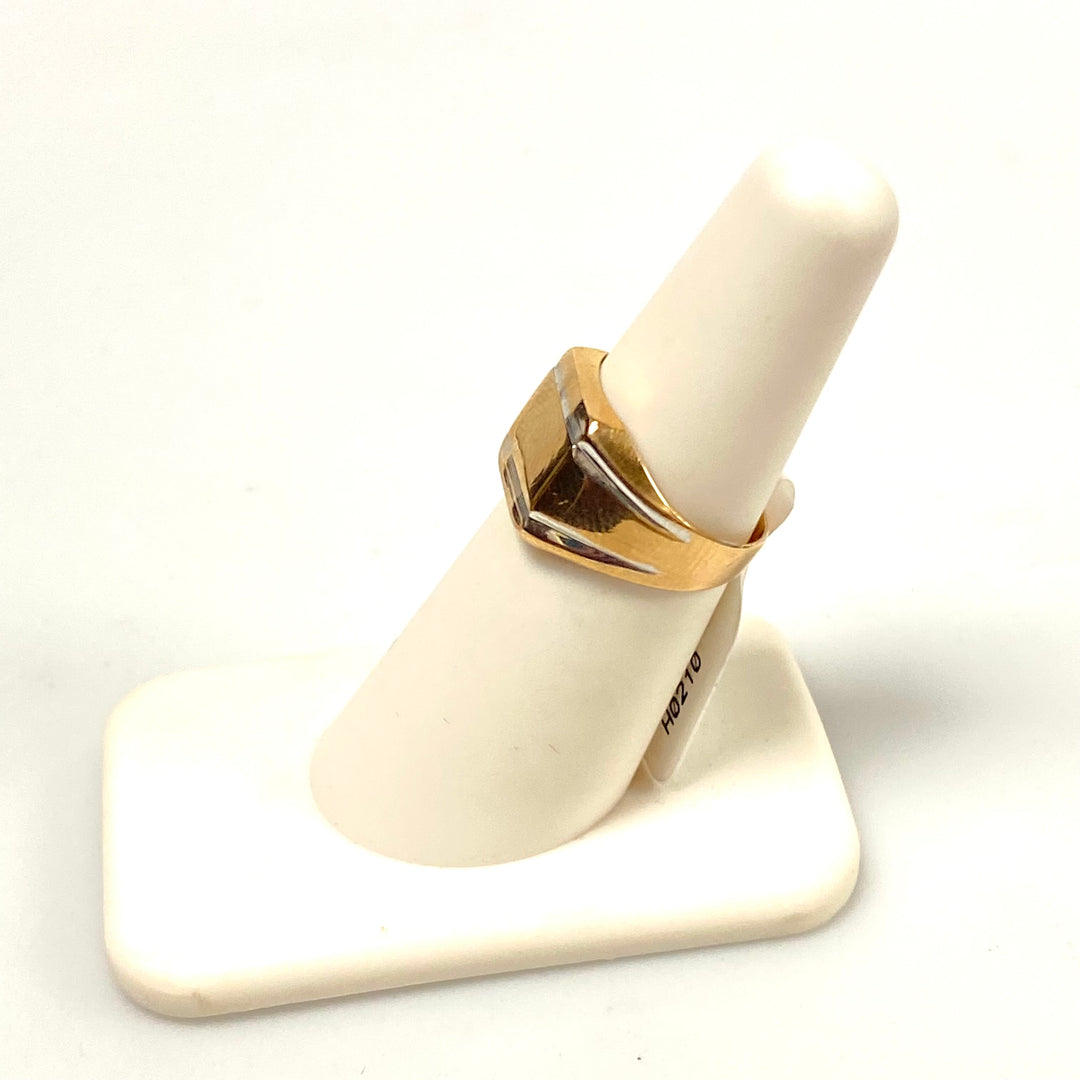 v193 Vintage 18K White Yellow Gold Classic Men's Ring Size 6.5