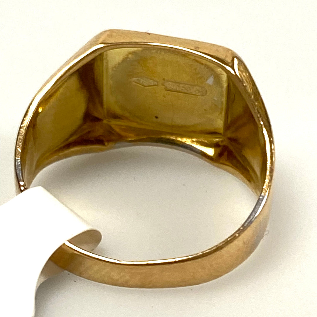 v193 Vintage 18K White Yellow Gold Classic Men's Ring Size 6.5