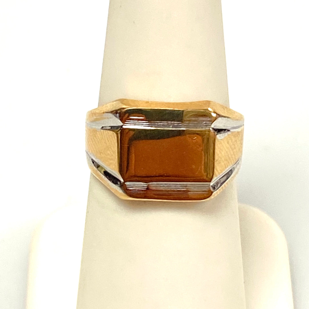 v193 Vintage 18K White Yellow Gold Classic Men's Ring Size 6.5
