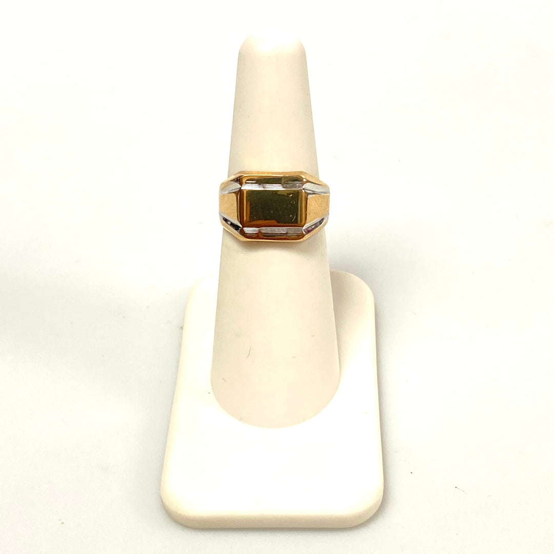 v193 Vintage 18K White Yellow Gold Classic Men's Ring Size 6.5