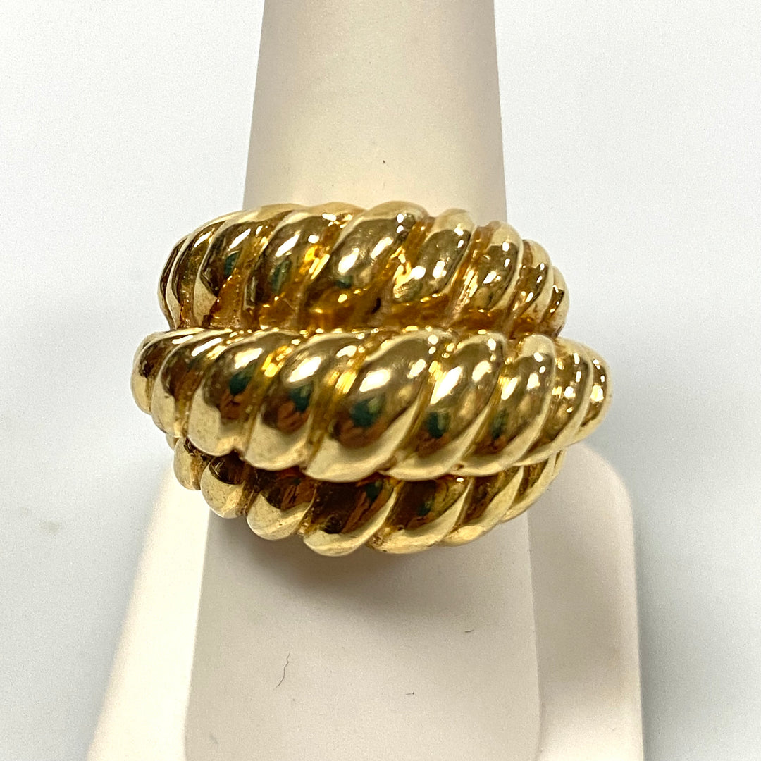 v194 Vintage 18K Yellow Gold Massive 3 Tier Dome Style Ring Size 7.25