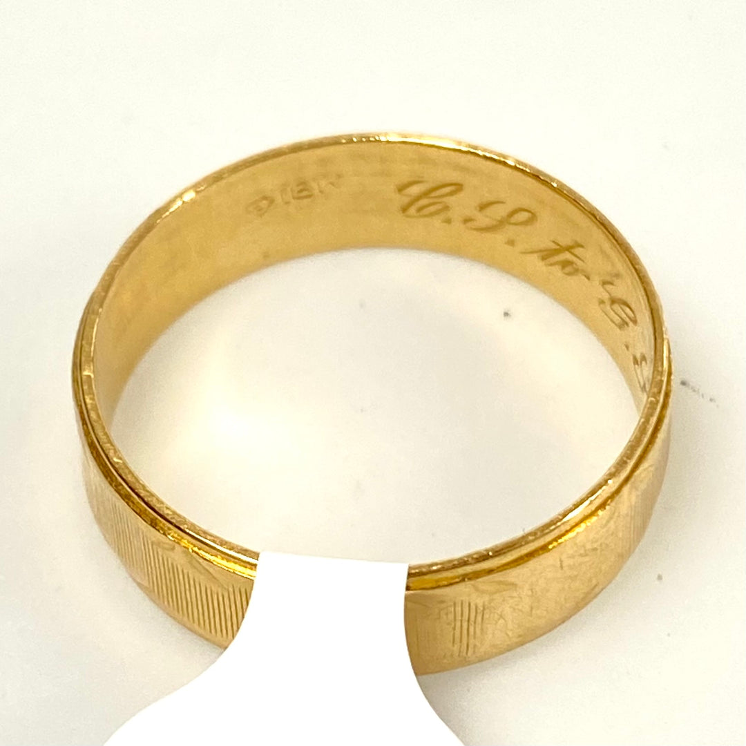 v197 Vintage 18K Yellow Gold 6mm Classic Style Wedding Band Ring Size 10