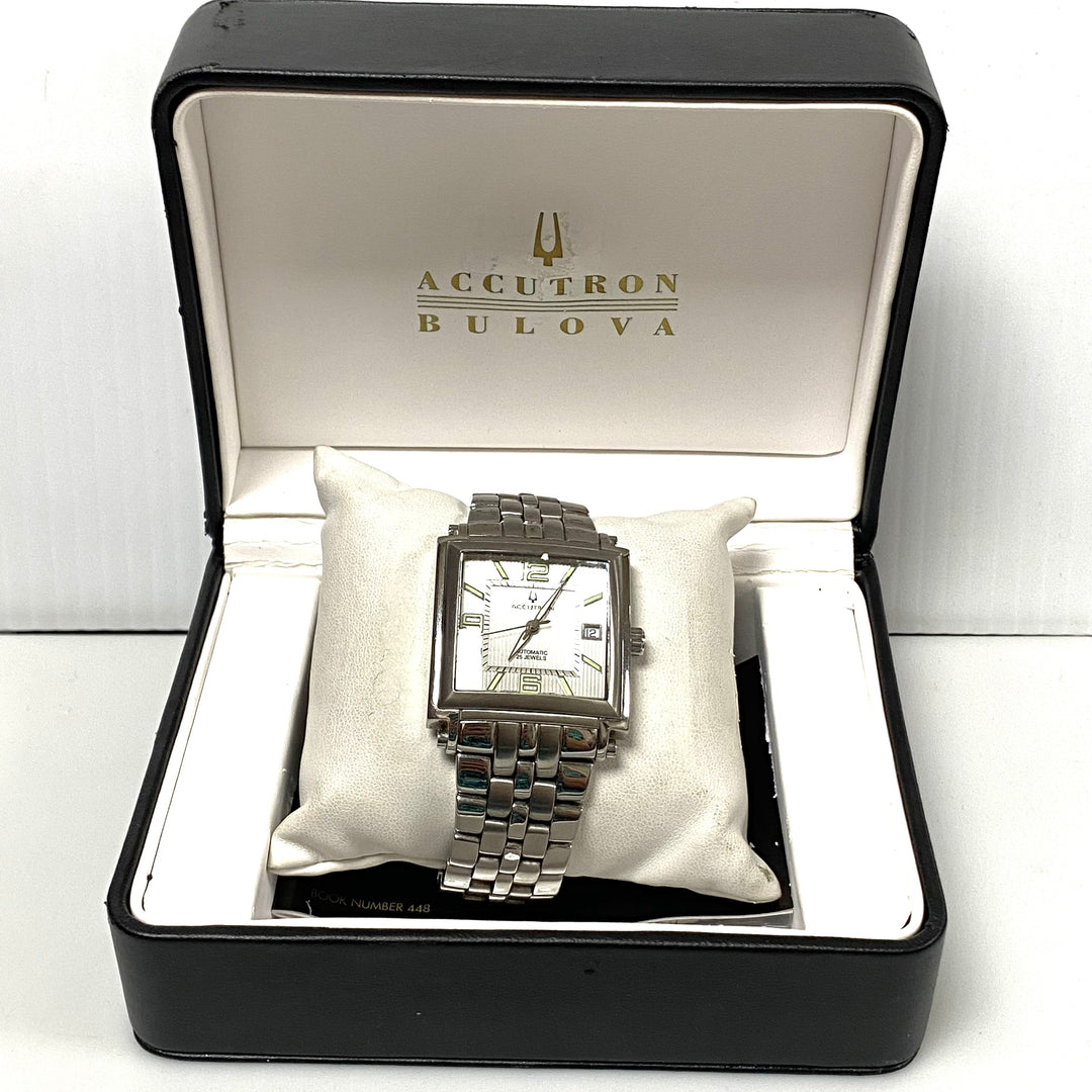 v213 Vintage Bulova Accutron Automatic 25J Stainless Steel Swiss Men's Wrist Watch