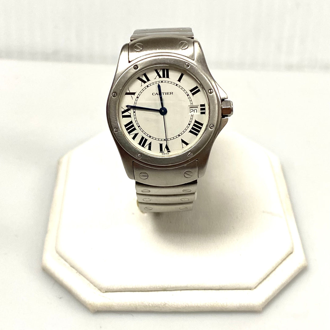 v214 Vintage Cartier Santos Ronde 1561 Automatic Stainless Swiss Men's Wrist Watch