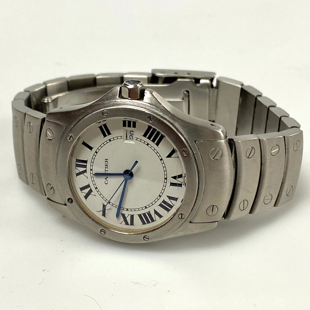 v214 Vintage Cartier Santos Ronde 1561 Automatic Stainless Swiss Men's Wrist Watch