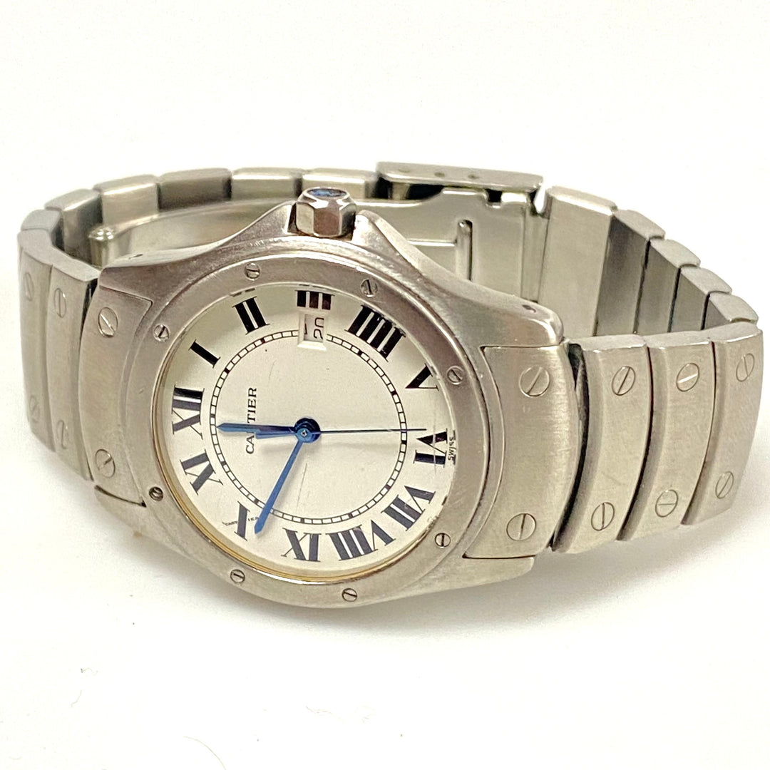 v214 Vintage Cartier Santos Ronde 1561 Automatic Stainless Swiss Men's Wrist Watch