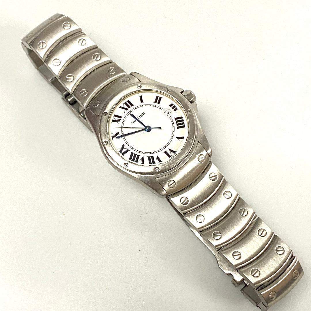 v214 Vintage Cartier Santos Ronde 1561 Automatic Stainless Swiss Men's Wrist Watch