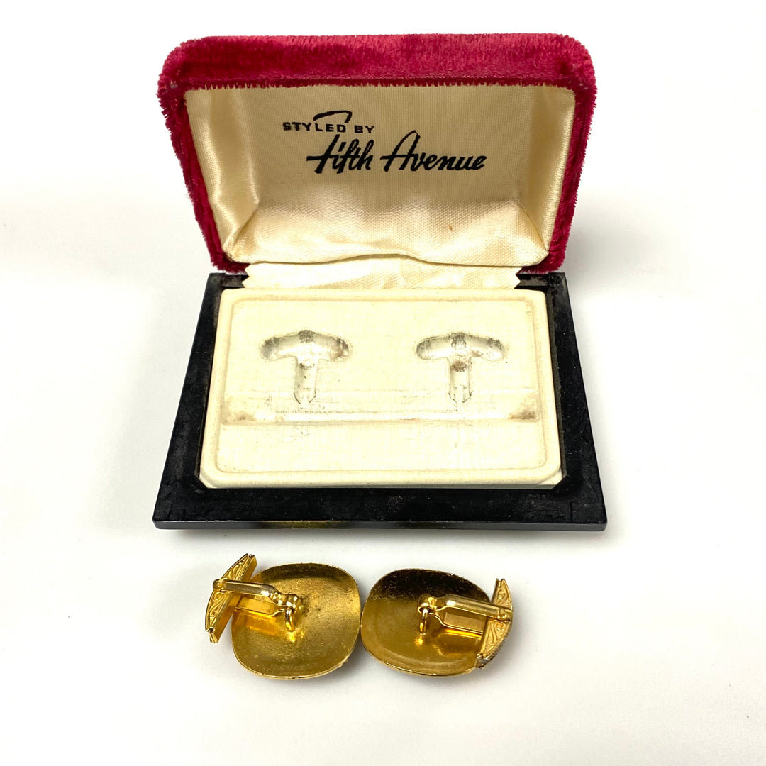 v217 Vintage Nefertiti Profile Egypt Theme Brass and mother-of-pearl Cuff links