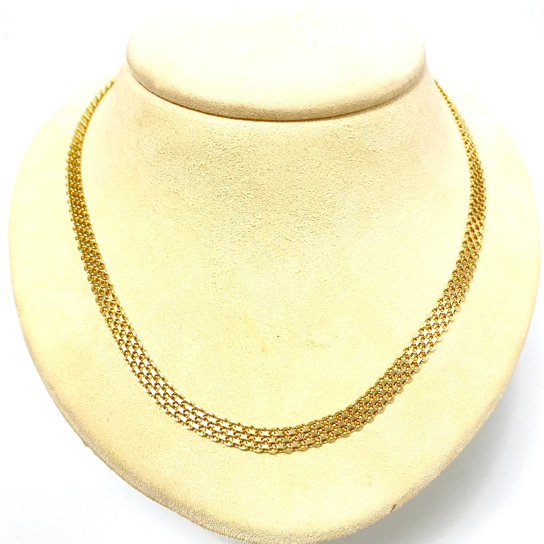 v225 Vintage 10K Yellow Gold 6mm Wide Mesh Style Chain Necklace 18" Long Italy