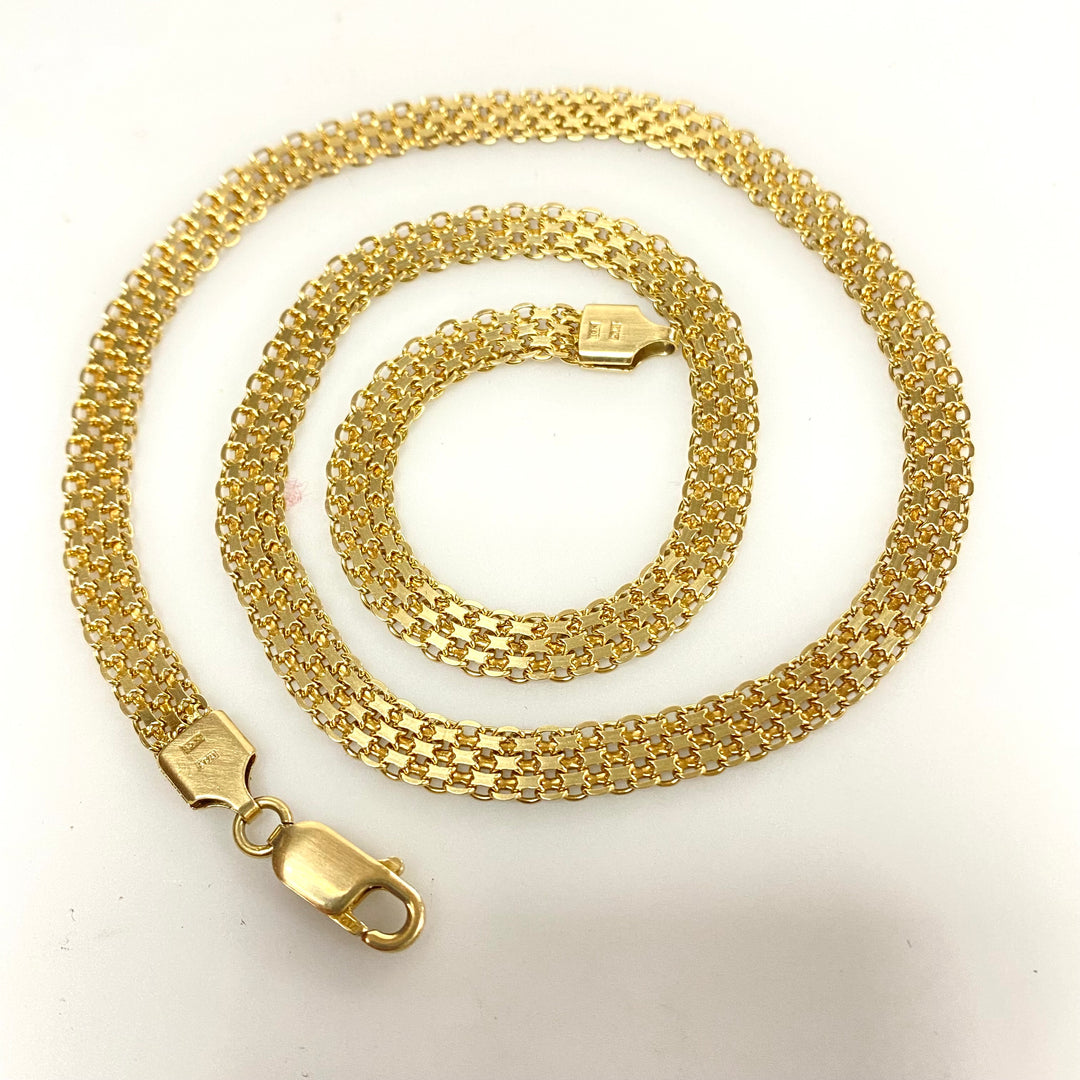 v225 Vintage 10K Yellow Gold 6mm Wide Mesh Style Chain Necklace 18" Long Italy
