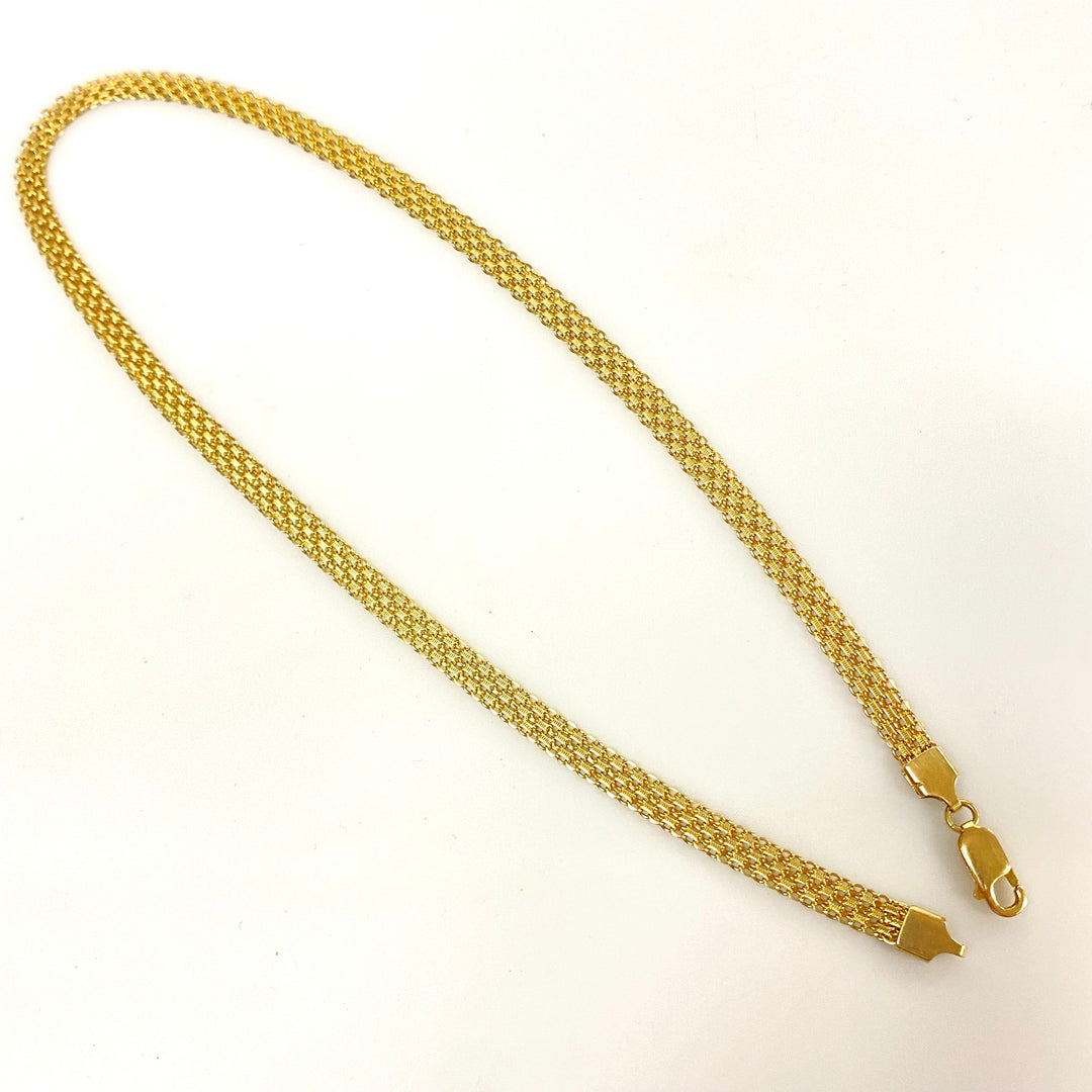 v225 Vintage 10K Yellow Gold 6mm Wide Mesh Style Chain Necklace 18" Long Italy