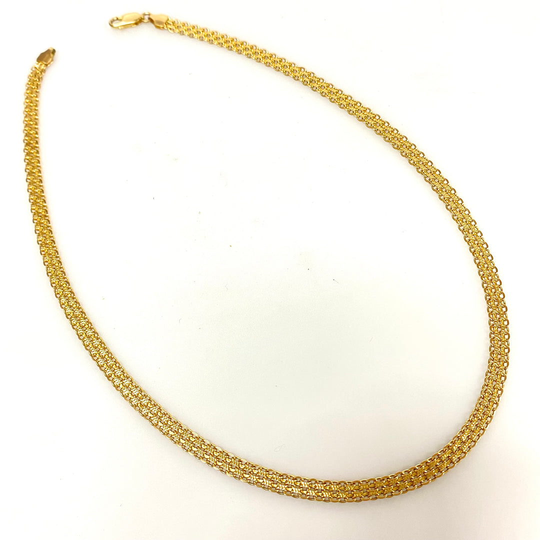 v226 Vintage 10K Yellow Gold 5mm Wide Bismark Style Chain Necklace 16" Long Italy
